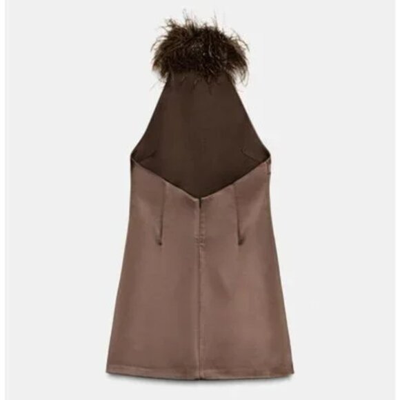 ZARA FEATHER HALTER DRESS - Picture 2 of 10